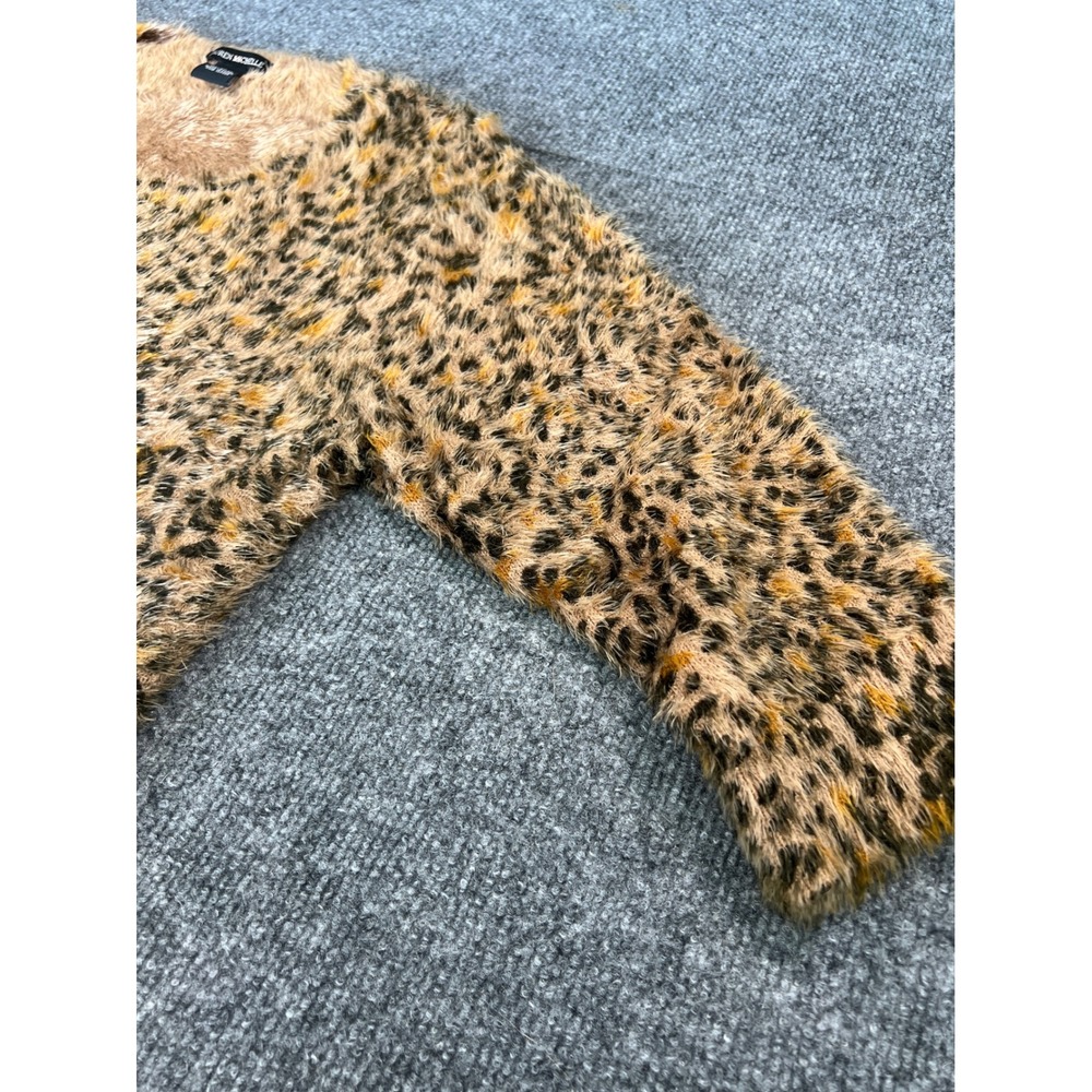 Animal Print Tiger Face Fuzzy Knit Tunic Top Lauren Michelle XL - Picture 4 of 8